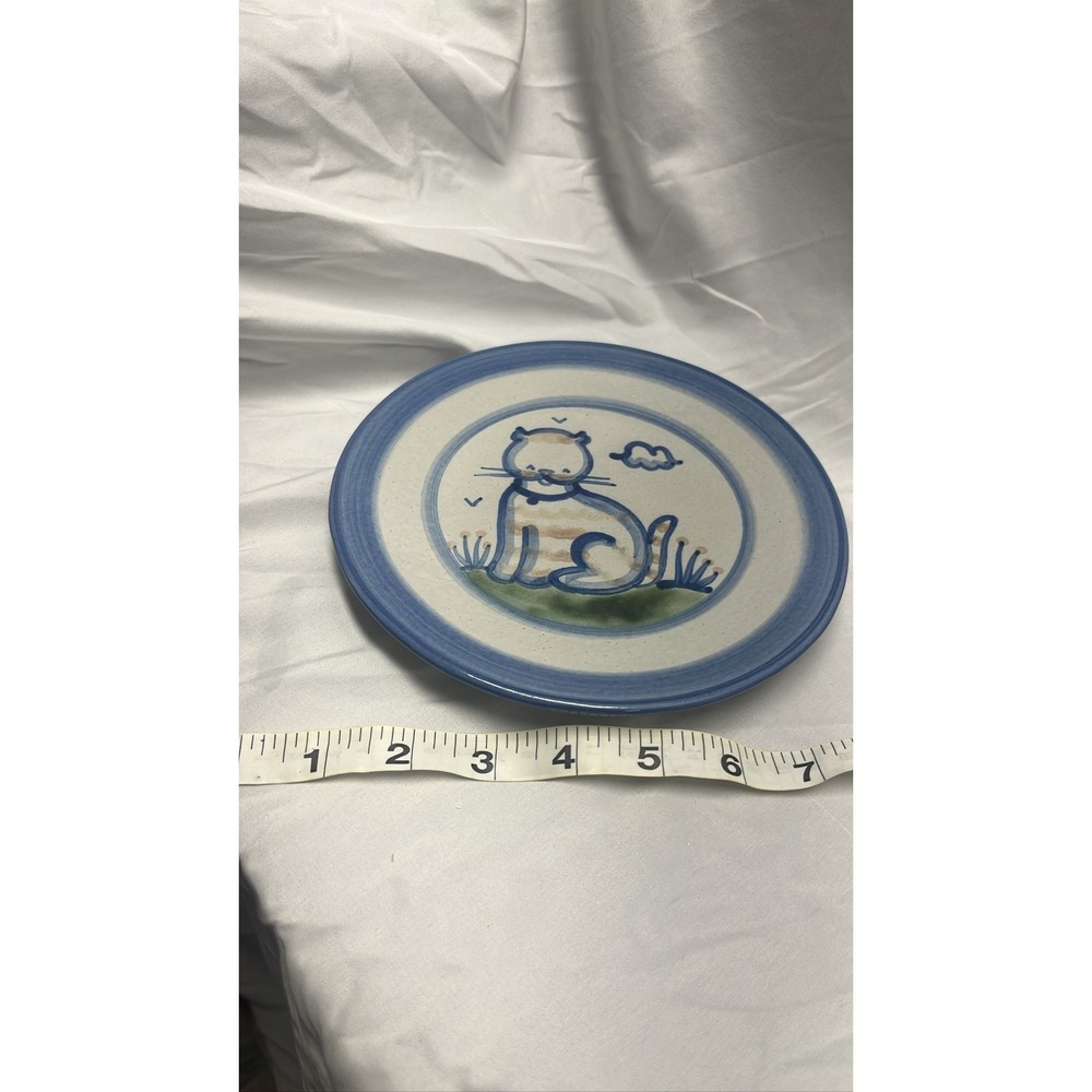 M.A. Hadley Pottery Cat 7.5" Salad Plate Stoneware Hand Painted USA